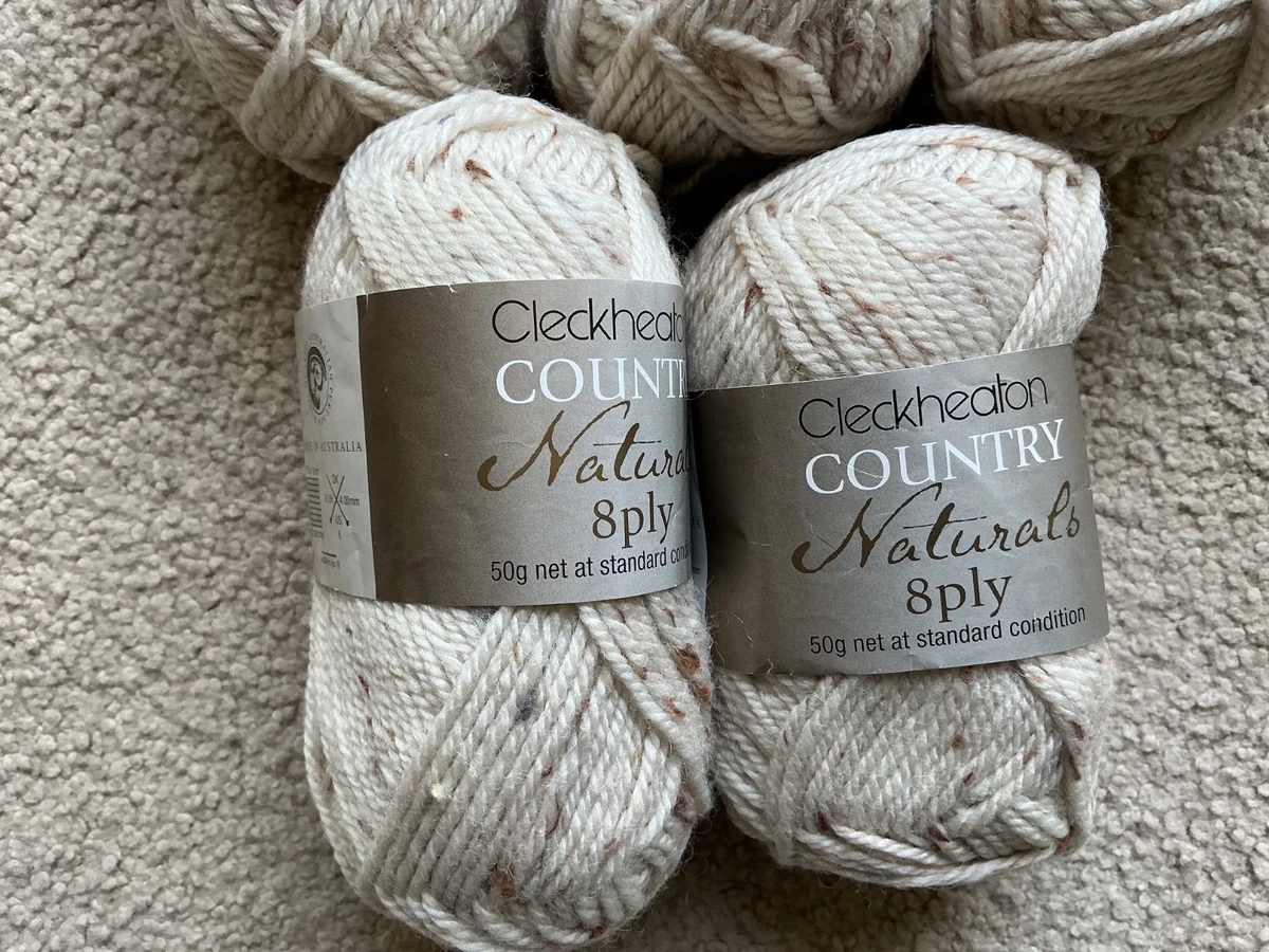 CLECKHEATON COUTRY NATURALS 8 PLY MERINO WOOL SHADE BONE WITH FLECKS 5 X 50 GRAM