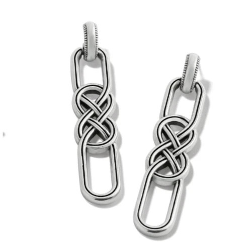 NWT Brighton Interlok Braid Silver Post Drop Earrings $58