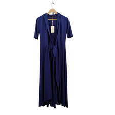 Quince Women Tencel Jersey Midi Wrap Dress Navy Basic Sleeved M