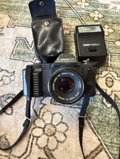 Canon T50 35mm Film Camera w/ FD 50mm Lens 188A Flash Untested