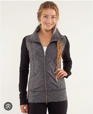 LULULEMON DAILY YOGA PRACTICE JACKET COCO PIQUE 6 Black/gray