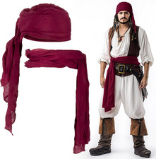Pirate Costume Accessories Set Red Pirate Bandana and Waist Sash Belt, Renaiss