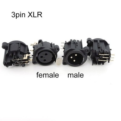 3Pin XLR Male Female Audio Chassis Connector Socket Microphone Adapter