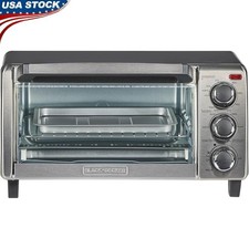Compact Toaster Oven 9 Inch Pizza 4 Slice Bread Timer Crumb Tray Functions New