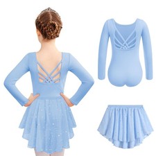 Ballet Leotards for Girls Long Sleeve Dance Outfit with Skirt