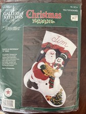 BUCILLA Gallery Stitches Christmas Felt STOCKING KIT 32710 Santa  Snowman NIP