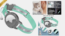 Stylish XS Green AirTag Cat Collar with Reflector and Comfort Fit - For Kittens