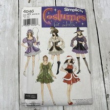 Simplicity Sewing Pattern 4046 Adult Costume Fairy Witch Sz 6-12 Uncut Vintage