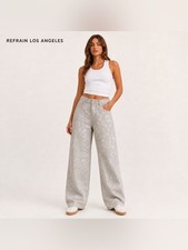Refrain Los Angeles Tree Camo Wide Leg Pants Size 9/29 Beige Gray Y2K