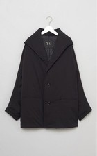USED Y'S YOHJI YAMAMOTO THINSULATE-PADDED HOODED COAT, BLACK, WITH LOGO GOOD