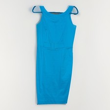 Calvin Klein Turquoise Buckle Cotton Back Zip Knee Length Dress Sz 6 Retail $98