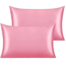 2 Pack Silk Satin Toddler Pillowcases 14x20 Inch Cushion Covers for Nursery Kids