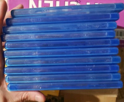 Set of 10 Empty, Blue, Blu-ray Cases. In great condition. Replacement Cases 