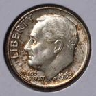 1963-D 10C Roosevelt Dime UNC - Interesting toning Nice torch lines -actual coin