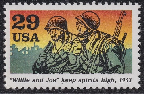 Bill Mauldin Cartoon "Willy and Joe" Keep Spirits High  #2765h