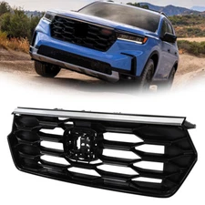 Front Bumper Upper Grille Assembly For Honda Pilot 2023 2024 Chrome Glossy Black