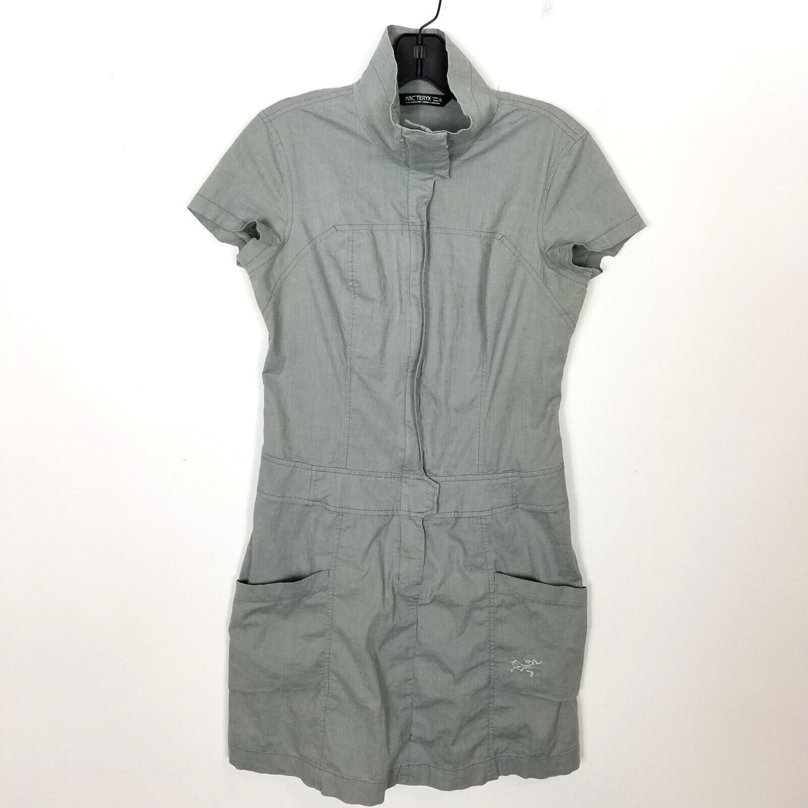 Arc'teryx Vestito Donna Blasa Tg 6 Grigio Mini Manica Corta Tasche Esterno