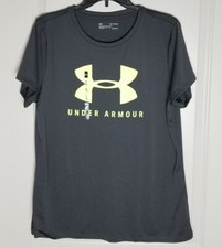 Under Armour Women's Logo Graphic Short Sleeve Sz XL 1351963 010 gray volt