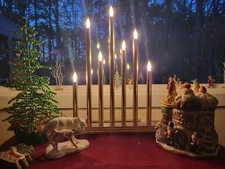 2 vintage 1950’s Gold 7 Light  Candolier Green mercury glass balls New Old stock