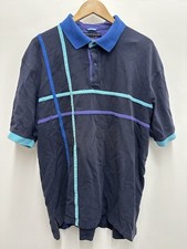 Vtg Tommy Hilfiger Blue Geomtric Striped Collared Pullover Polo Cotton Mens XXL