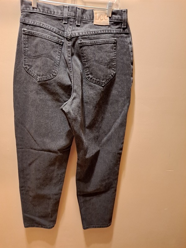Vintage Lee Jeans 14 M Womens Black Faded High Waist Mom Cotton Denim USA