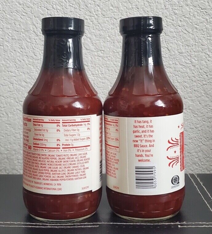 Lot of 2 Trader Joes Organic Sriracha & Roasted Garlic BBQ Sauce 19.5oz Each NEW