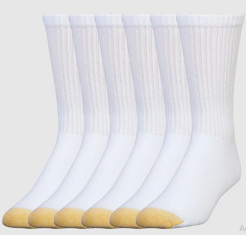GoldToe Men's White Cotton Crew Athletic Sock, 12 Pair Shoe Size 6-12
Opens in a new window or tab