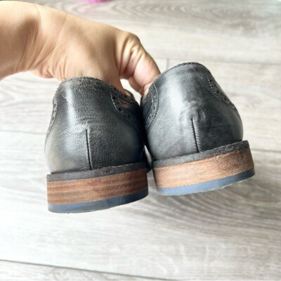 Hush Puppies Black Distressed Leather Wingtips Oxfords Hush Puppies Black Distressed Leather Wingtips Oxfords Size  main image 2