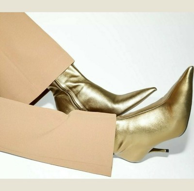 gold leather booties
