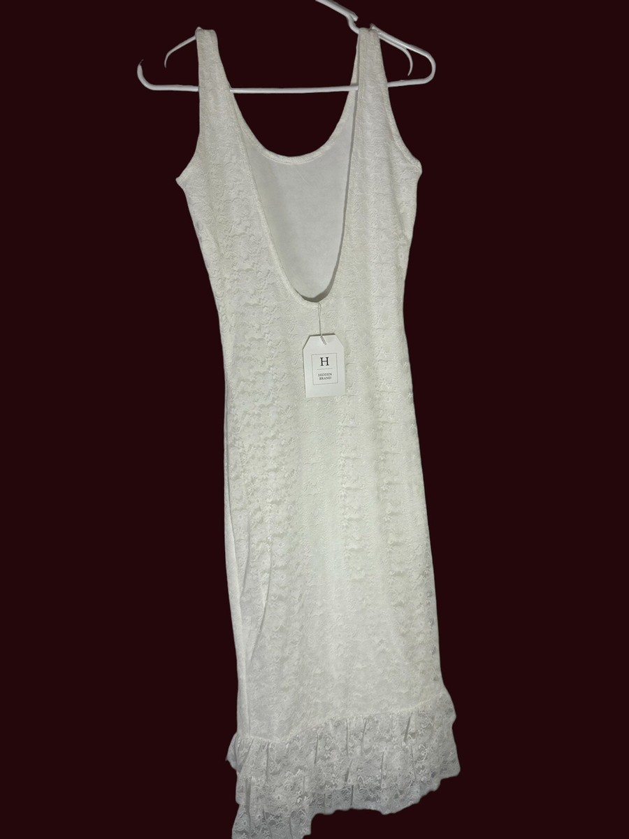 chinese dress ladies Lace Sleeveless Gauze Ruffle Hem Boho Halter Dress (M)