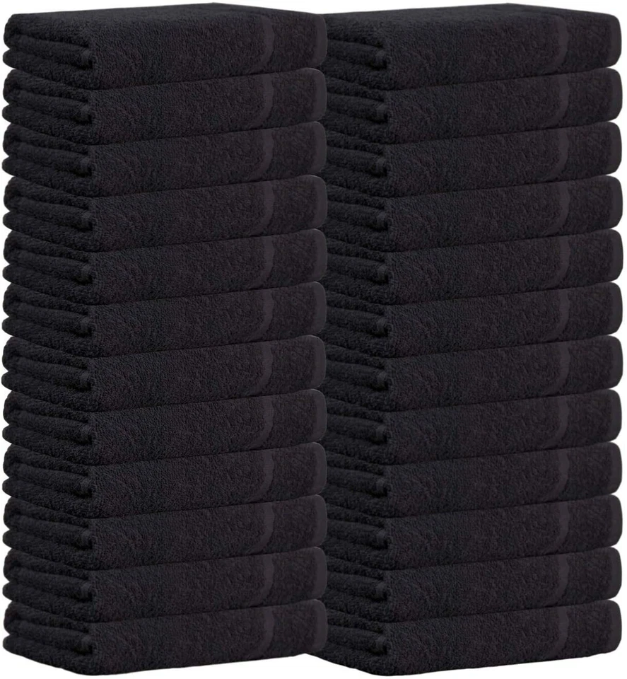 A & B TRADERS 24X Bleach Resistant Towels Hairdressing | Black Chlorine Resistant Hand Towels
