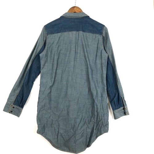 Country Road Denim Tunic Shirt Button Up Long Sleeve Two Tone Blue Size Small - Picture 2 of 16