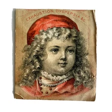 Victorian Trade Card Horsford's Acid Phosphate Angelic Girl Curly Providence RI