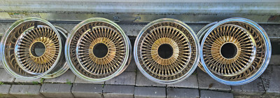Dayton 13×7 ① 13 by 7 reverse 88 spoke center gold rims authentic Dayton Wire