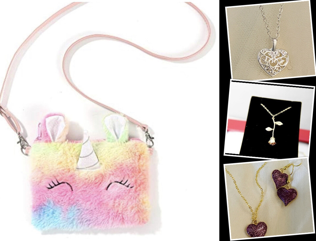 Set De Bijoux Licorne Pour Petites Filles - Collier Et Boucles D'oreilles - Plastique - Cadeau De Noël - Neuf Avec étiquettes