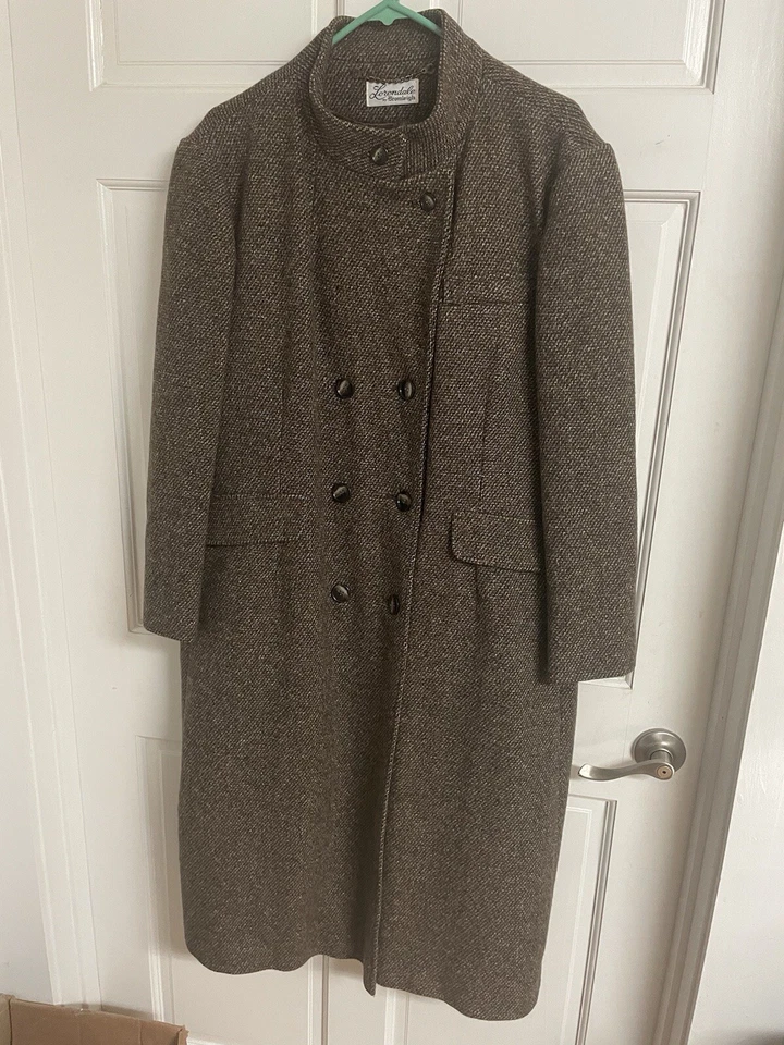 Maxi Abrigo Largo Forrado Vintage 100% Lana Lorendale By Bromleigh-- Estilo Militar