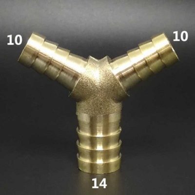 Reducer Hose ID 1/2  to 3/8'' or 14X10X10 mm Brass Barb Y Tee Fitting #H2