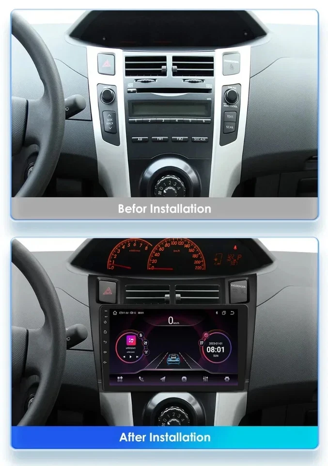 8 Core QLED Car Radio Stereo for Toyota Yaris 2007-2012 Carplay Andriod Auto DSP - Image 3 of 4
