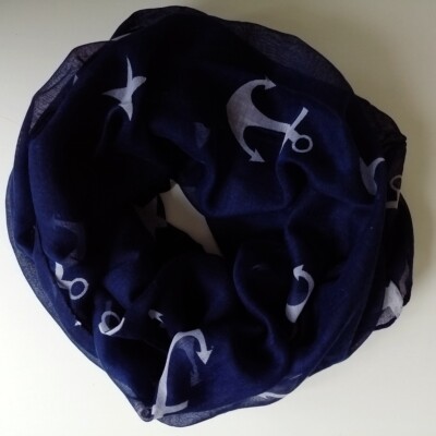 Loop Rundschal Schlauchschal blau marine weiß maritim Anker Sterne Neu