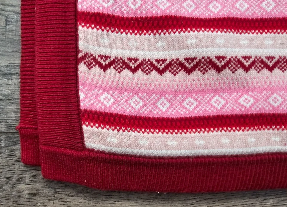 Gymboree Baby Girl Holiday Shop Red & Pink Knit Baby Blanket - Image 2 of 4
