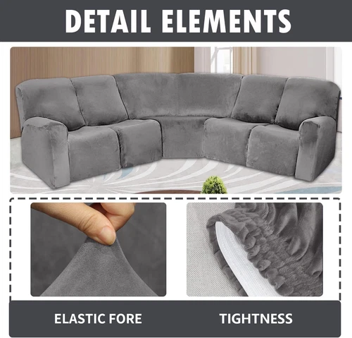 Anbausofabezug 5-Sitzer Ecksofa Couch Schonbezug Stretch Möbelbezug - Bild 10 von 134