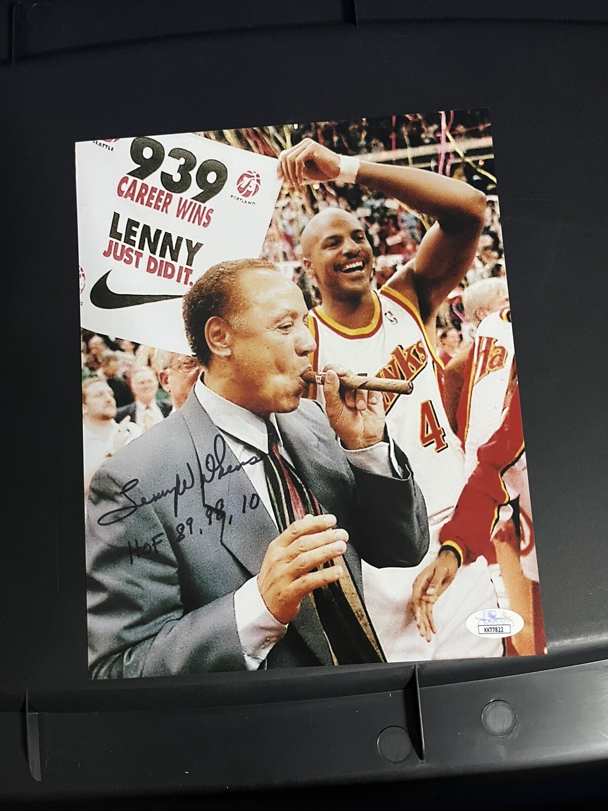 Lenny Wilkens Autographed Signed Atlanta Hawks Hand NBA 8x10 Photo JSA COA 