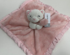 NWT Carters Pink White Kitty Cat Kitten Plush Satin Baby Security Blanket 67359