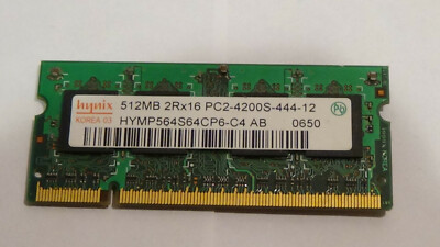 Hynix 512 MB Laptop Computer Memory 1RX8 PC2-4200S-444-12 DDR2 RAM Card Stick
