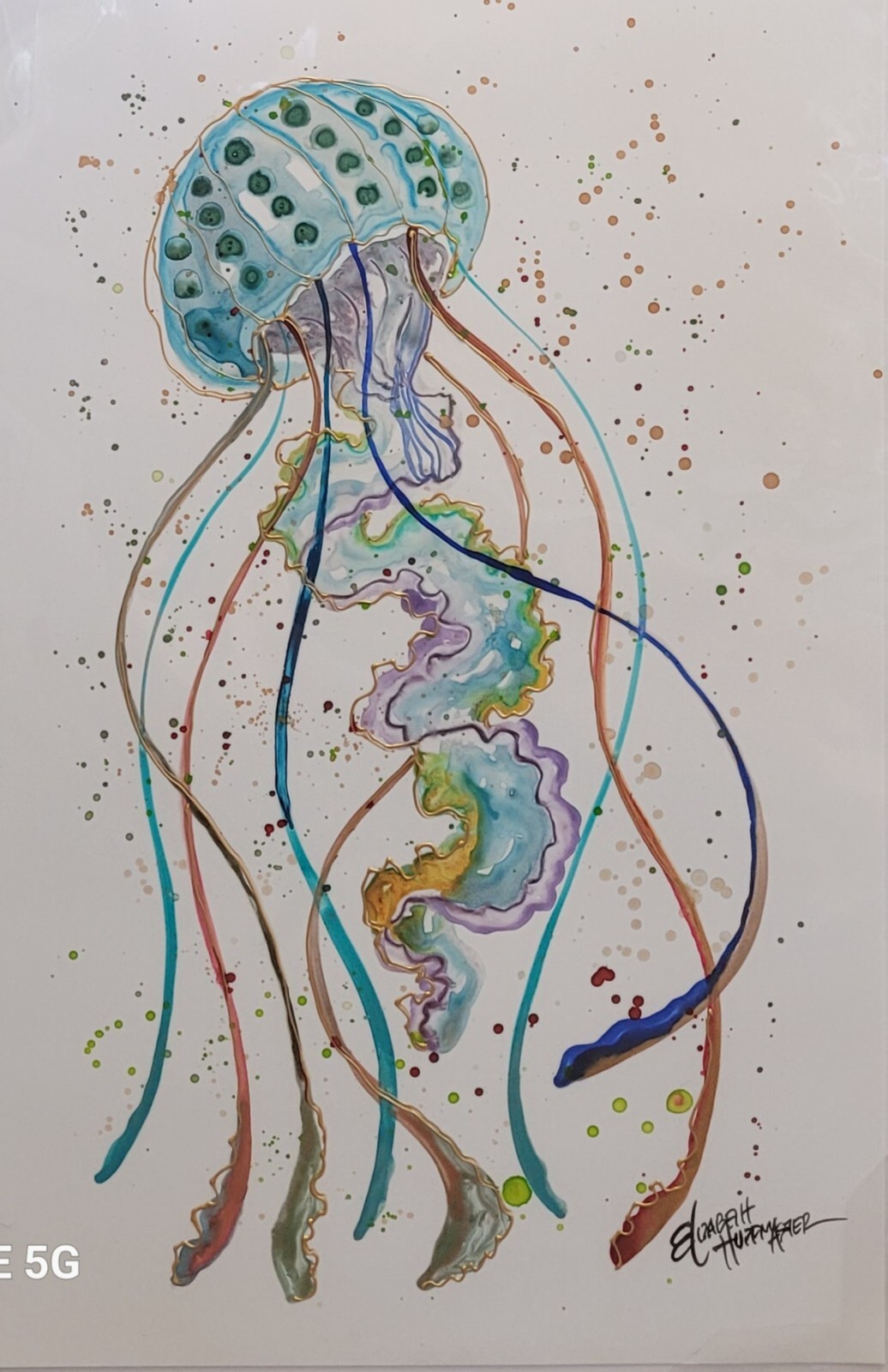 Jellyfish Watercolor Original On Yupo Paper by Elizabeth Huffmaster