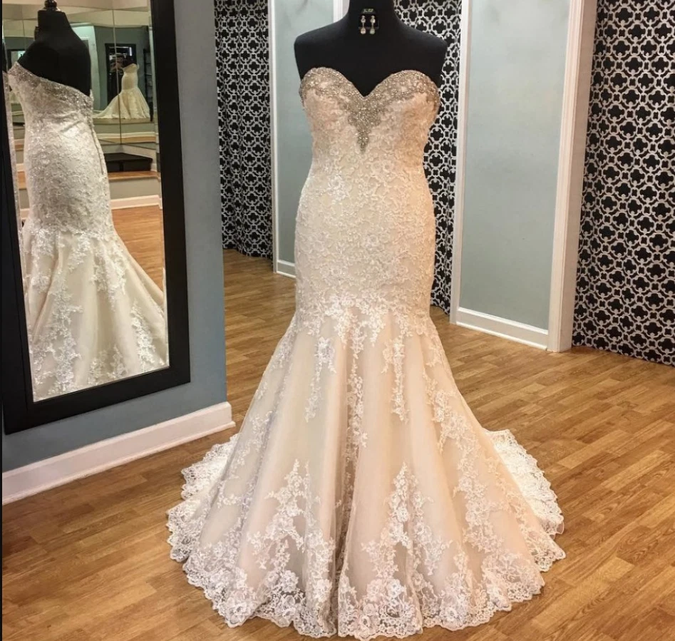 Plus size champagne wedding deals dress