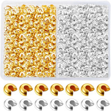 800 Pieces Crimp Bead Covers for Jewelry Making, 4Mm Open Half round Crimp Bead