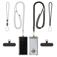 2Set Universal Phone Lanyard with Patch for Most Smartphones, Black/Grey