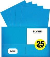 Folders with Pockets 25 Pack, Blue , 2 Pocket Folders Fit Letter Size , File ...