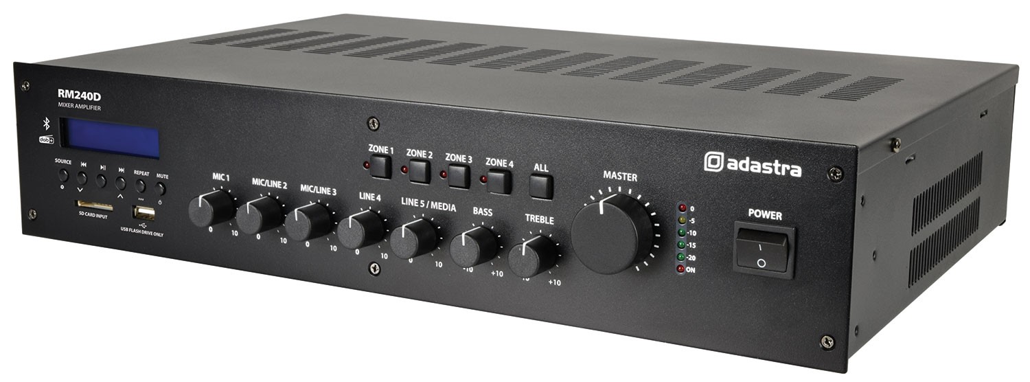240W 100V Mixer-Amplifier with DAB+, BT, USB/SD
